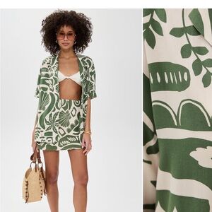 MINKPINK Green and Cream Swim Cover-Up